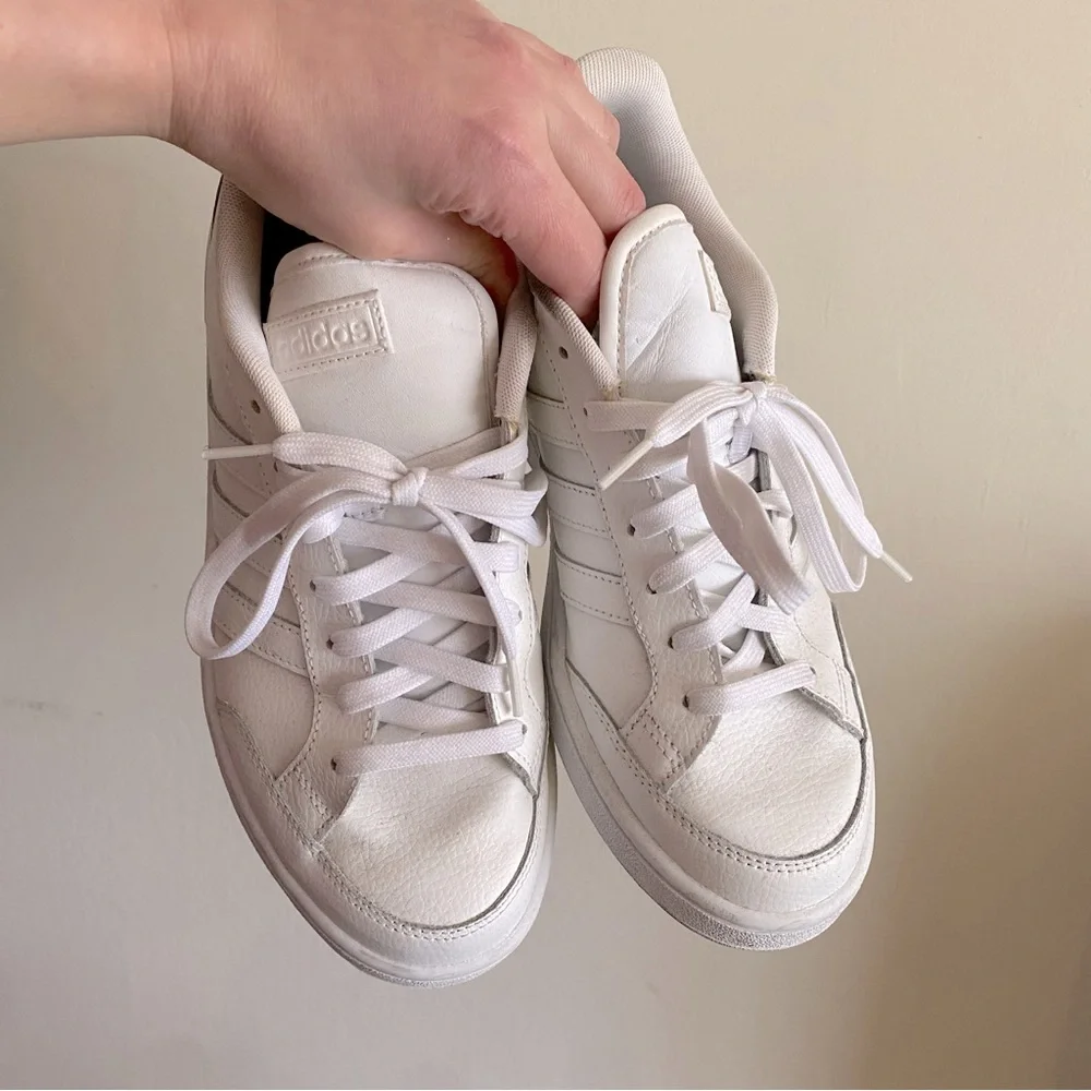 Adidas White and Yellow Cloudfoam Comfort Sneakers